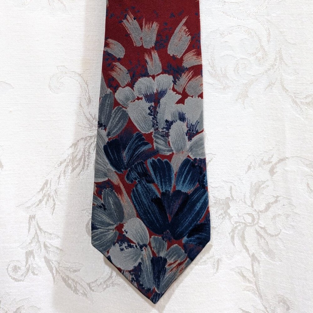 VTG 80s Floral Silk Tie Bella Nova Designer Classic Width Wedding Cottagecore